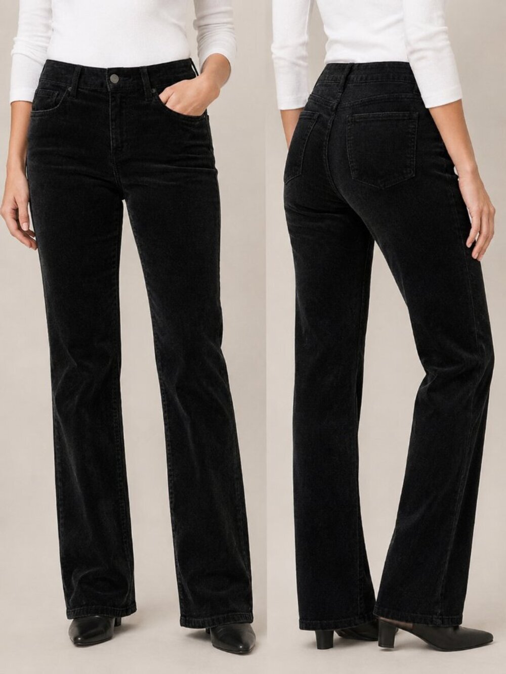 NYDJ Marilyn Straight Black Corduroy Pants Women’s Size 4 Bootcut Stretch